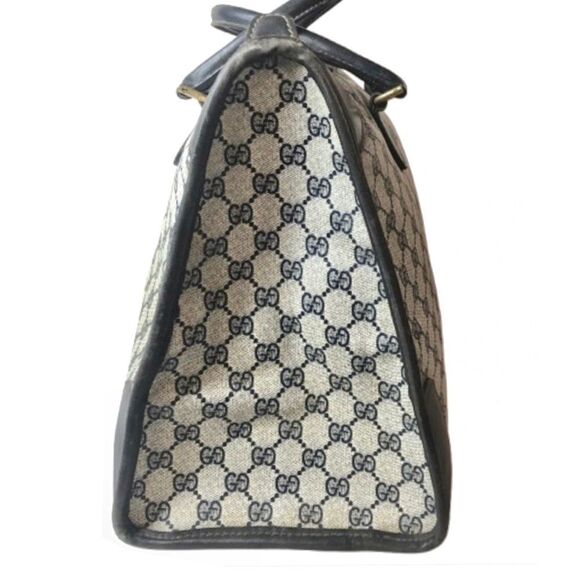 M GUCCI GG SUPREME Navy Rolled Handle Doctors Work Travel Bag w Dust Bag COA - Picture 9 of 17